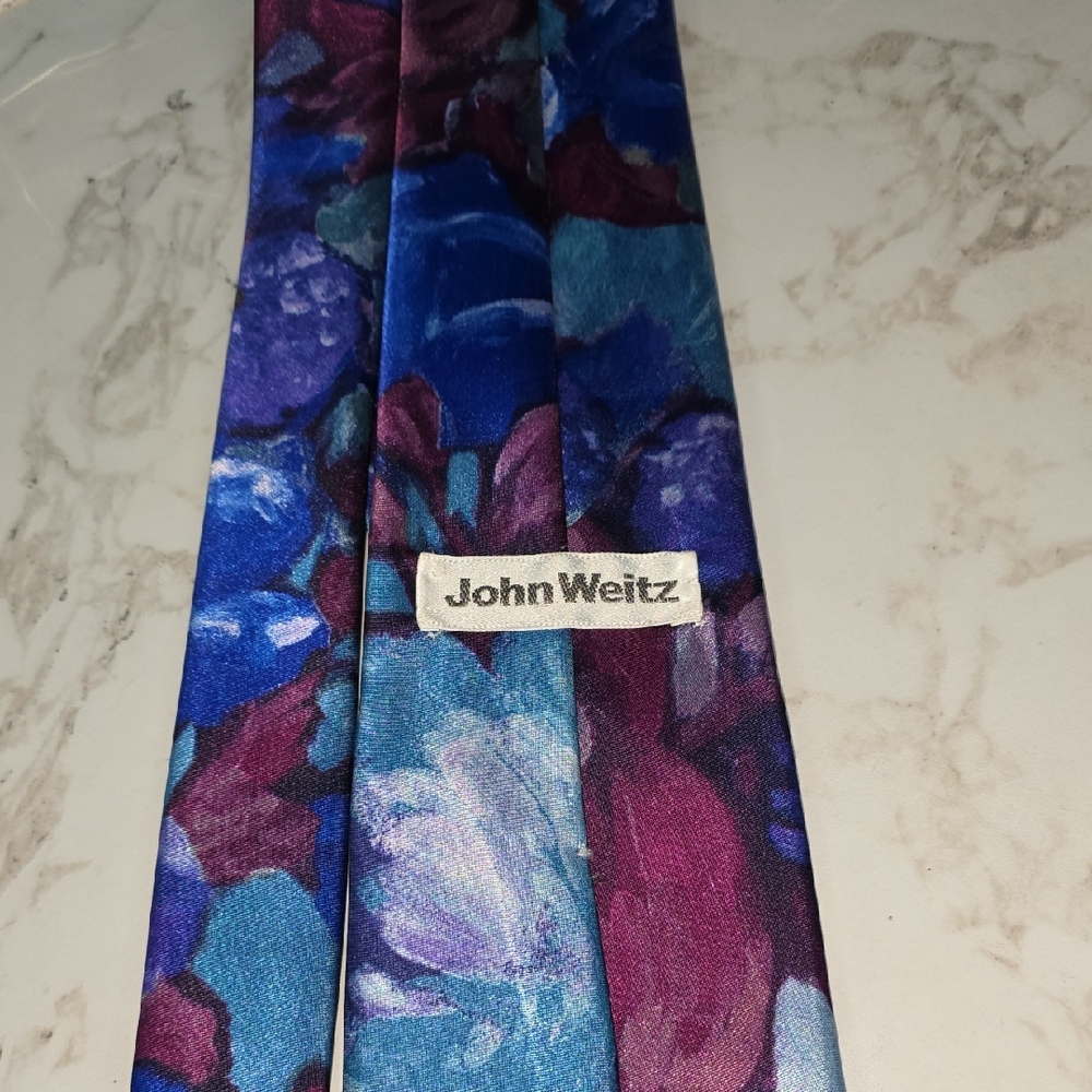 John Weitz Blue and Purple Floral Tie